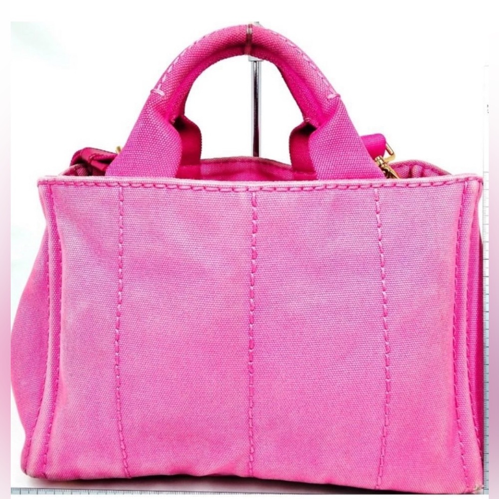 Prada pink canapa tote with strap - Picture 2 of 11